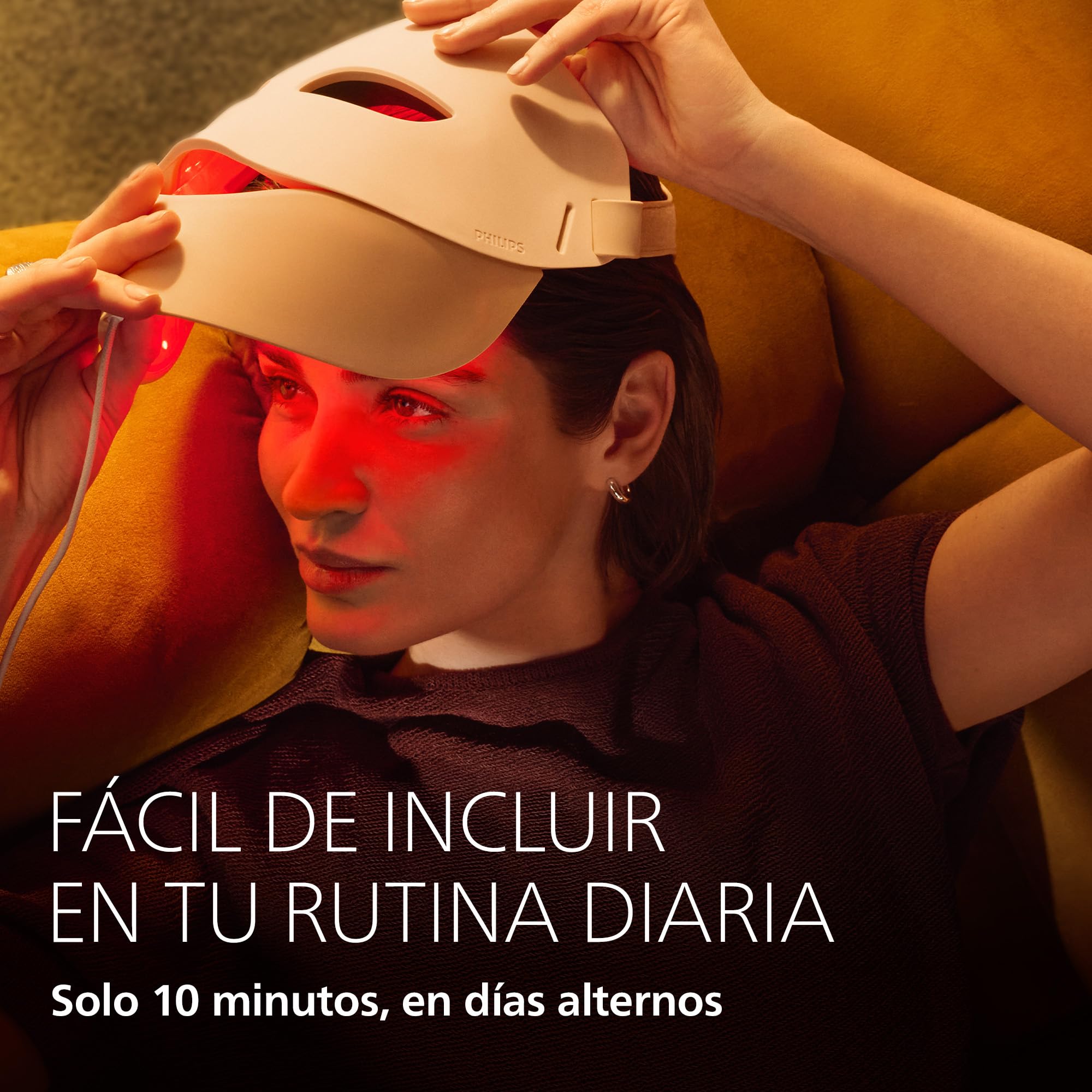 Philips LED ReAura Máscara facial – rostro, contorno de ojos y cuello, 3 modos, luz roja, azul e infrarroja cercana, eficacia clínicamente demostrada¹, ajuste flexible, rutina de 10 min, LTM7100/00