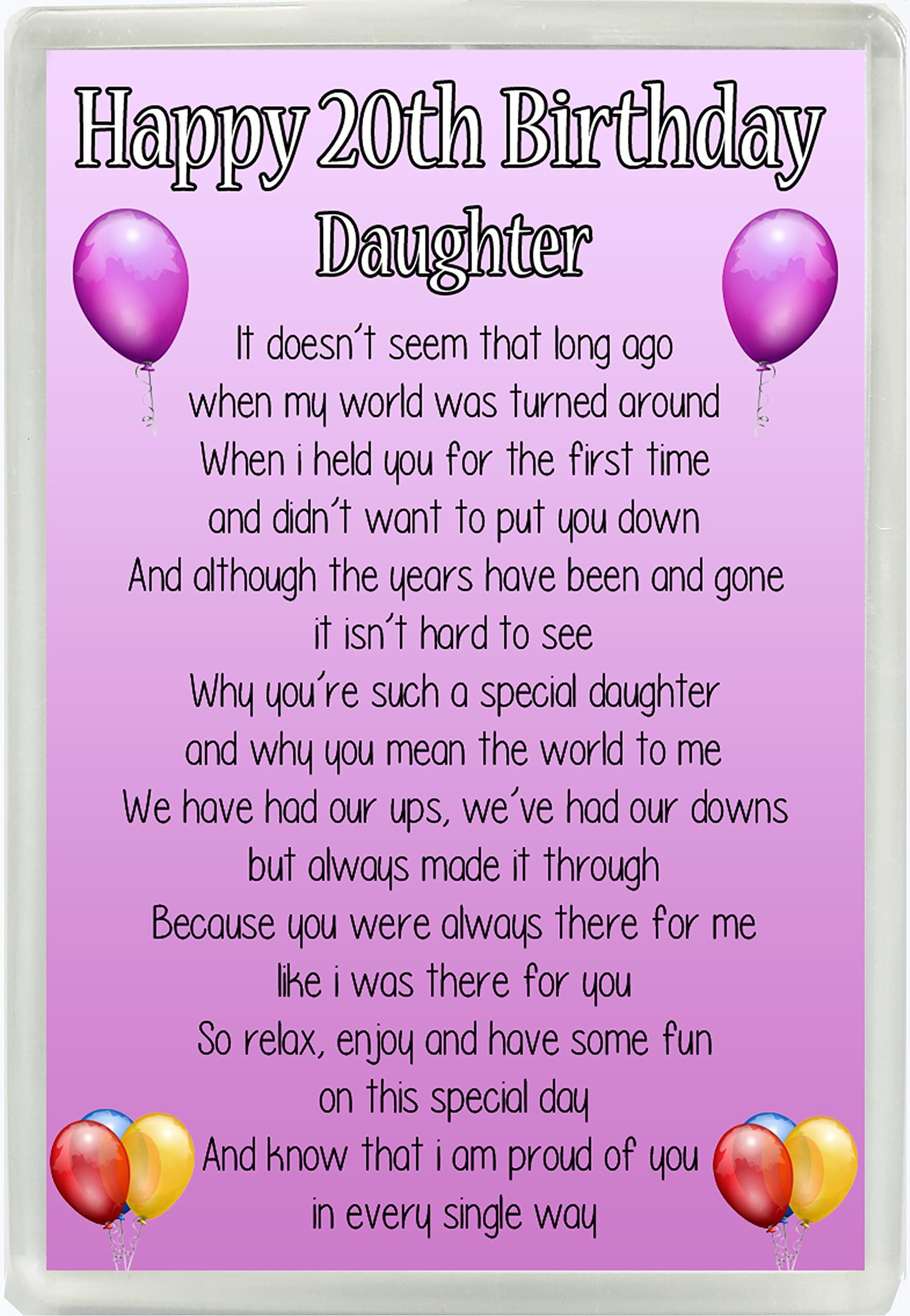 Happy 20th Birthday Daughter Poem Jumbo Fridge Magnet Ideal Birthday Gift M91
