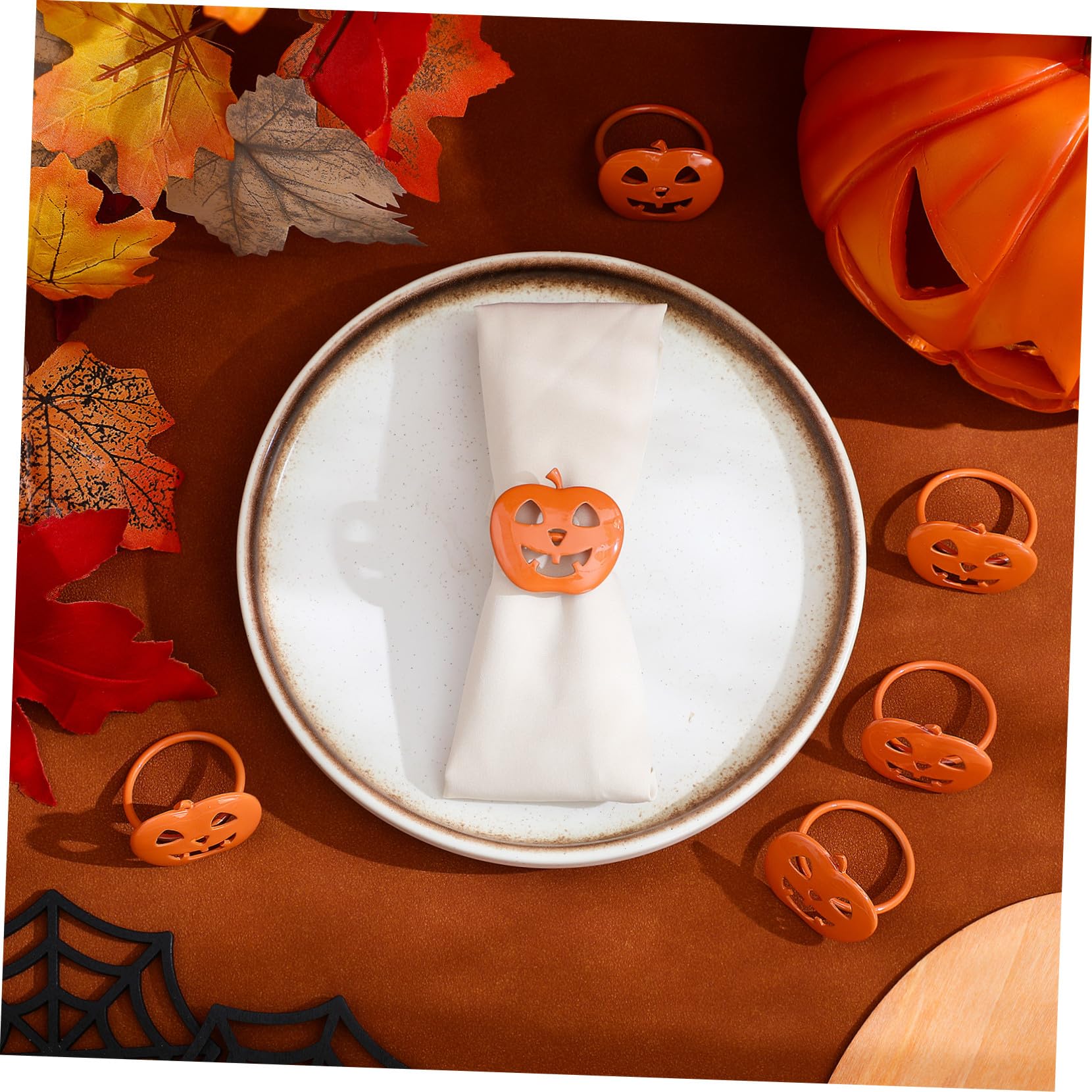 12pezzi Portatovaglioli a Forma Di Cranio Arancione Anelli Per Tovaglioli Decorativi Per Feste Di Halloween Per Ristoranti e Hotel Confezione
