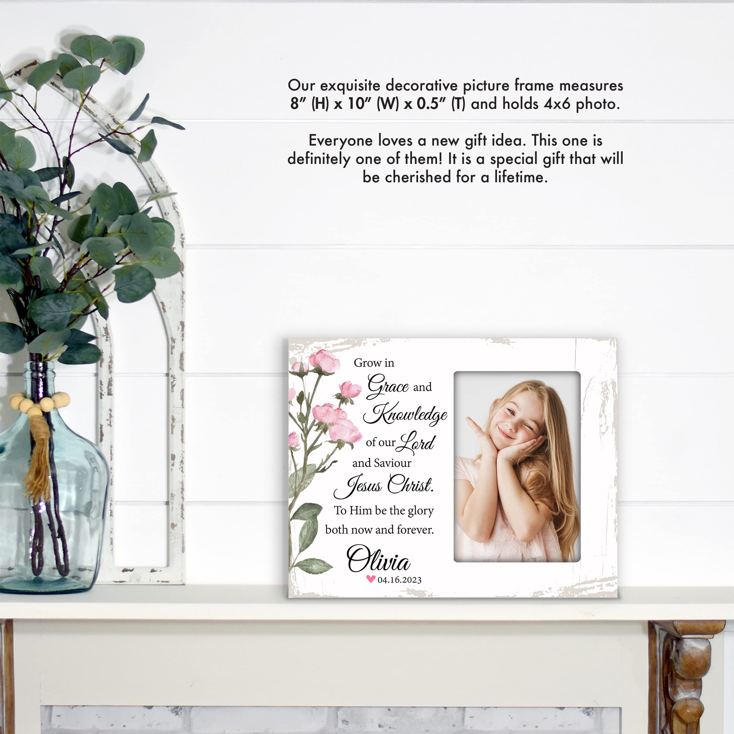 LifeSong Milestones Wood Picture Frame 8x10 Holds 4x6 Picture (Grow In Grace)