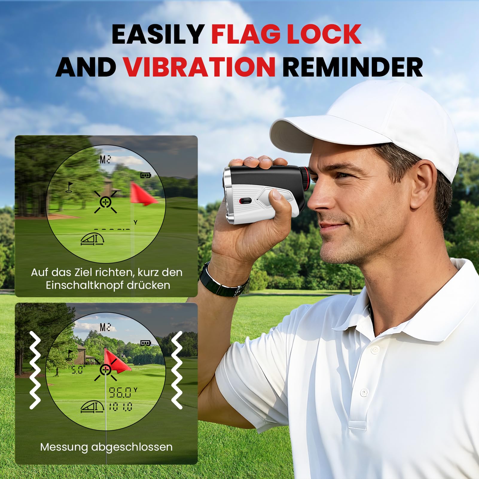 Golf Entfernungsmesser mit Slope EIN/aus, 1500 Yards, 7X Vergrößerung, Entfernungsmesser für Golf/Jagd, Flaggen-Lock mit Vibration, tragbarer Golf-Entfernungsmesser, 1 Pcs