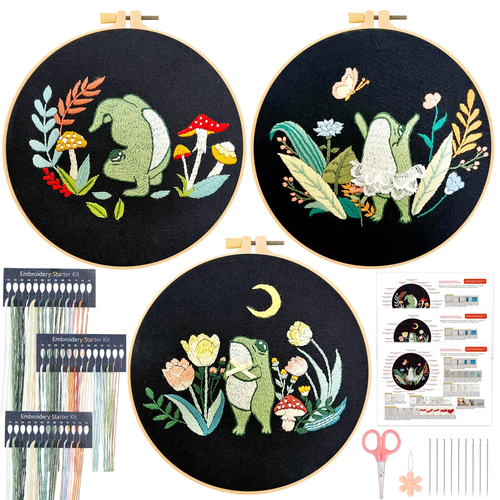 11CT Punto Croce Ricamo Starter Kit per i Principianti, Rana, DIY Prestampati Stampato Tessuto Cucito a Mano Ricamo Set per Decorazione Domestica 40 * 50cm