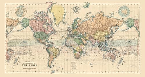 Miniatura 2 de Mapa histórico - Mapa del mundo, 1900, arte de pared vintage - 24 x 13 pulgadas