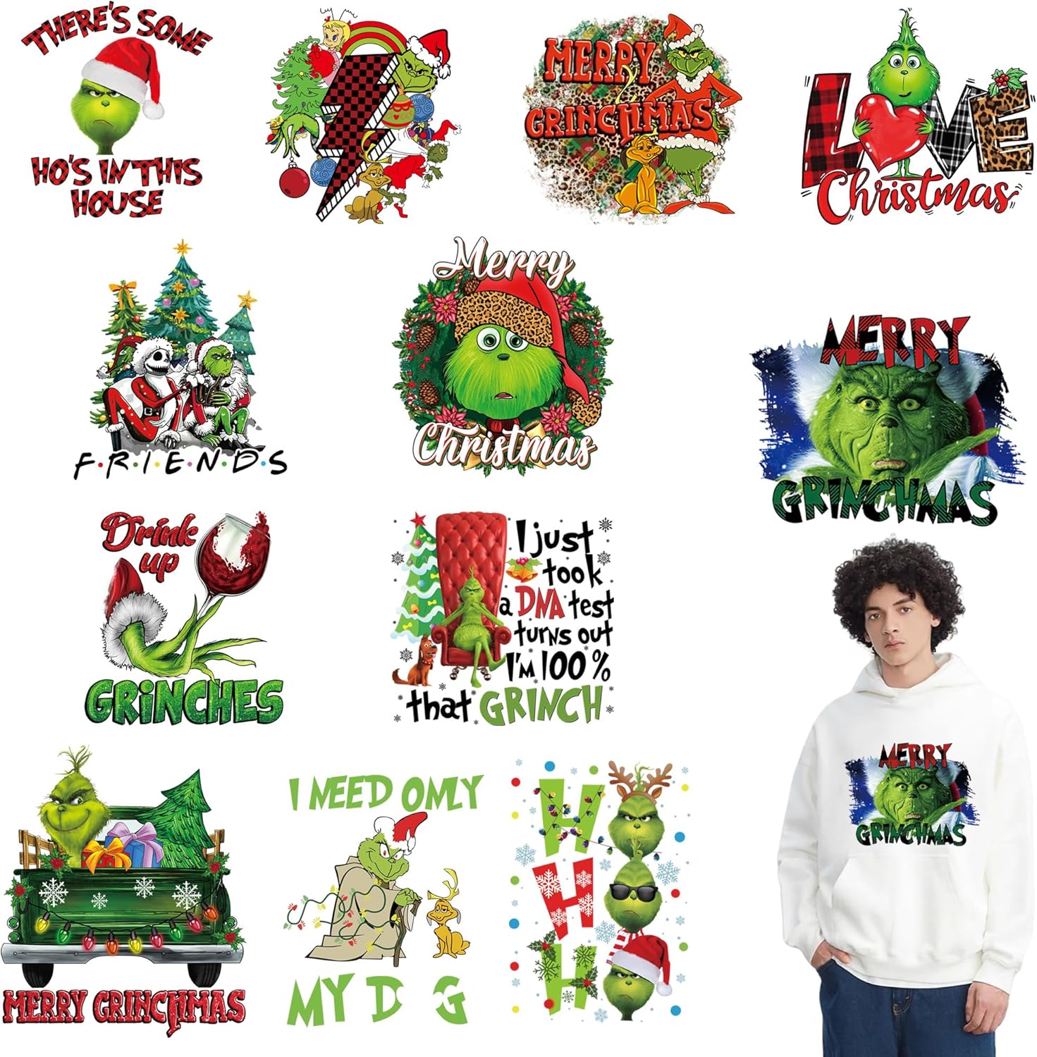 12 Sheets Christmas Heat Transfers for TShirts Christmas