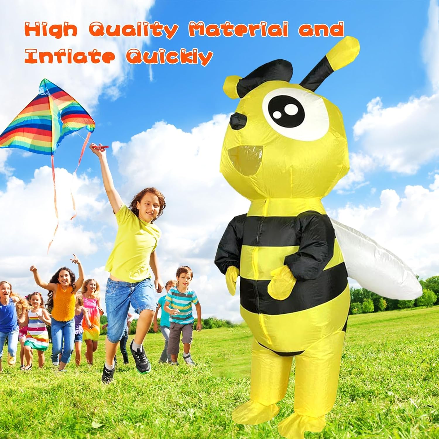 Inflatable Bumble Bee Costume for Adult, Full Body Blow Up Bee Costumes for Men and Women, Fancy Insects Costume Outfit for Funny Halloween Cosplay Party