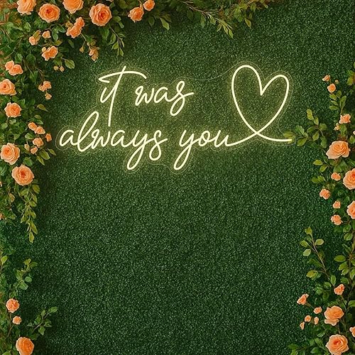 Miniatura 7 de Letrero de neón personalizado con texto en inglés «It Was Always You», letrero de neón personalizado con corazón para boda, fiesta de compromiso,