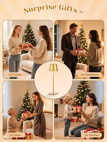 Miniatura 6 de Juego de lámparas de mesa inalámbricas de 2,6000 mAh, lámparas regulables + 3 colores recargables, lámpara inalámbrica, luz de mesa portátil e