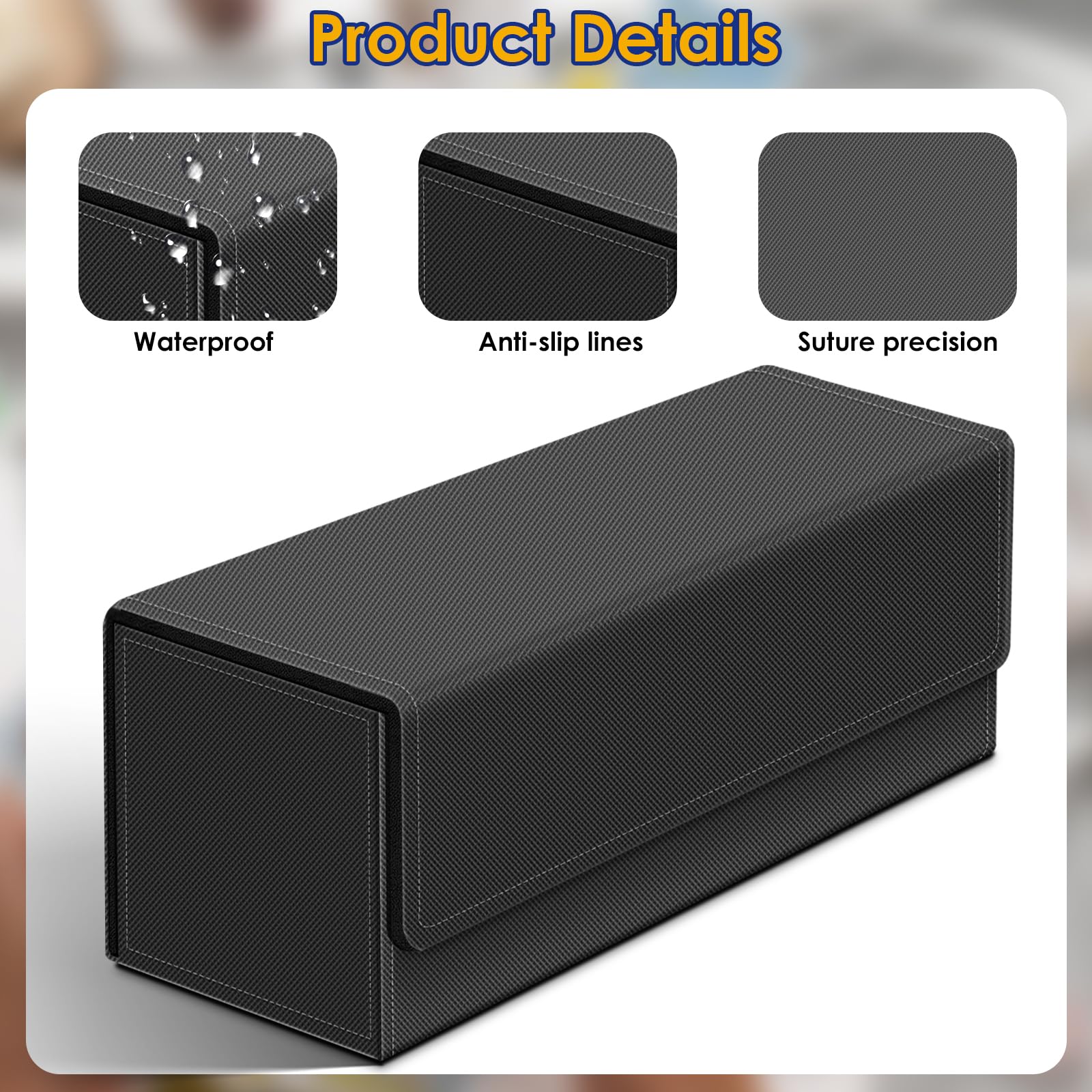 Homthy Estuche para 600 cartas para tarjetas intercambiables, caja de almacenamiento de tarjetas de comandante con cierre magnético de cuero para YuGiOh, MTG y tarjetas deportivas (negro)