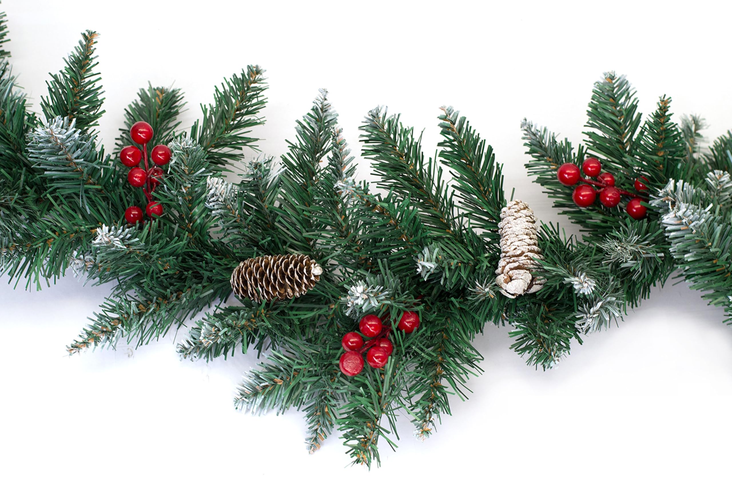 Creativery Tannengirlande 2m x ca. 25cm mit Beeren und Zapfen - für Indoor & Outdoor - künstliche Weihnachtsgirlande dekoriert - Kunstgirlande Dekogirlande Weihnachten