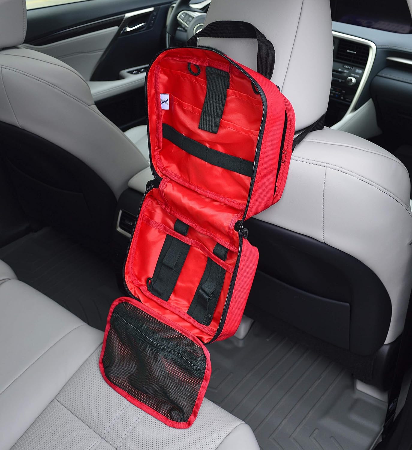 Lightning X Products Large IFAK Trauma Bag for Car Head Rest - MOLLE Compatible + Laser Cut + Detachable Pouch - RED : Sports & Outdoors