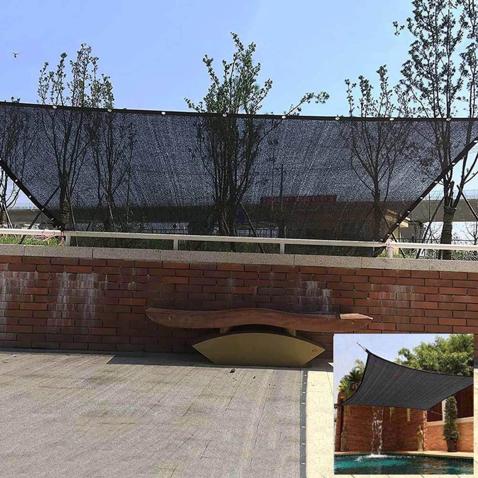 Lona con ojales para exteriores de 5 x 5 pulgadas, toldo de protección UV del 90 %, tela duradera para jardín, balcón, patio, malla antigranizo, versátil color negro, refugio de 4 x 7 m