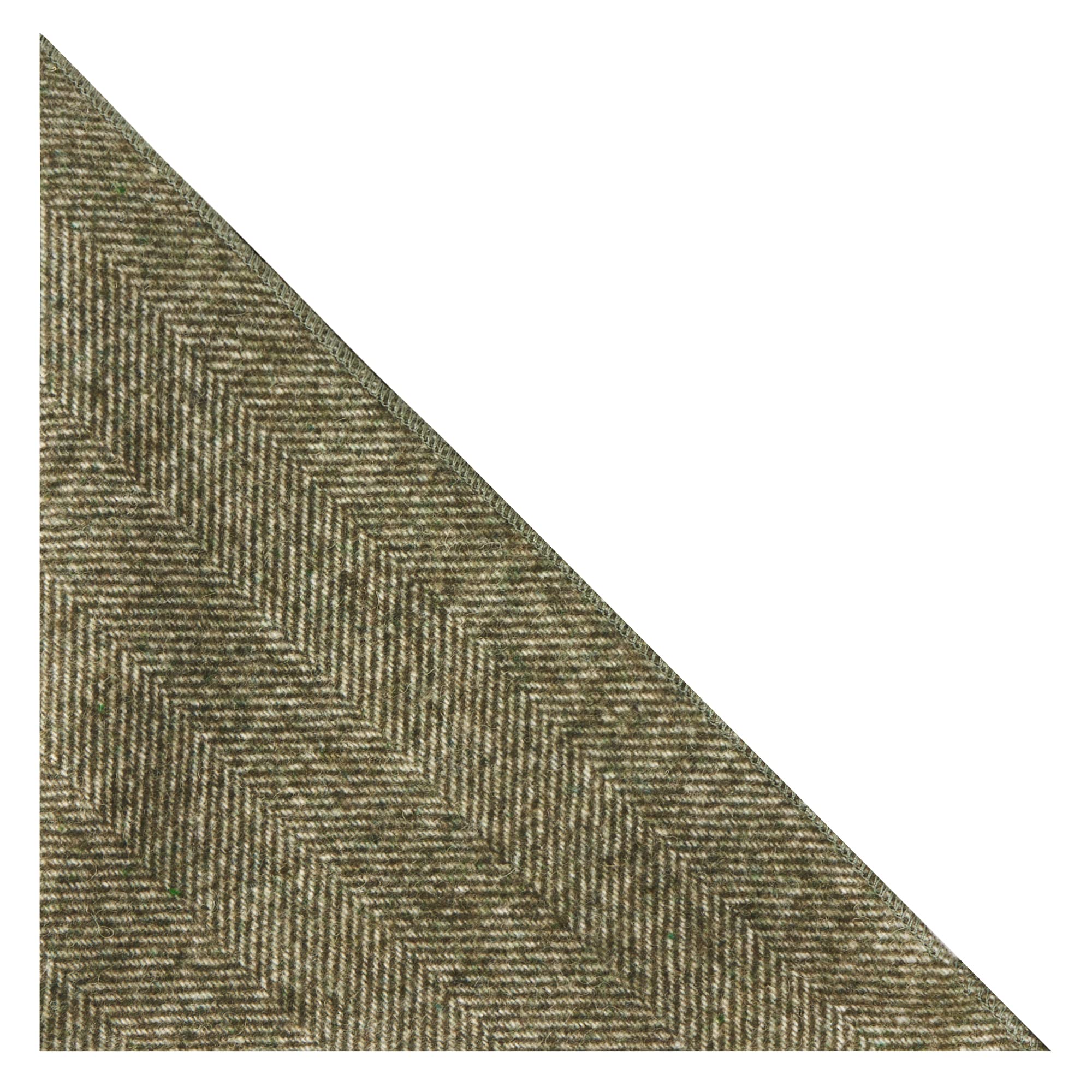 King & Priory Fern Green Herringbone Pocket Square, Handkerchief, Tweed