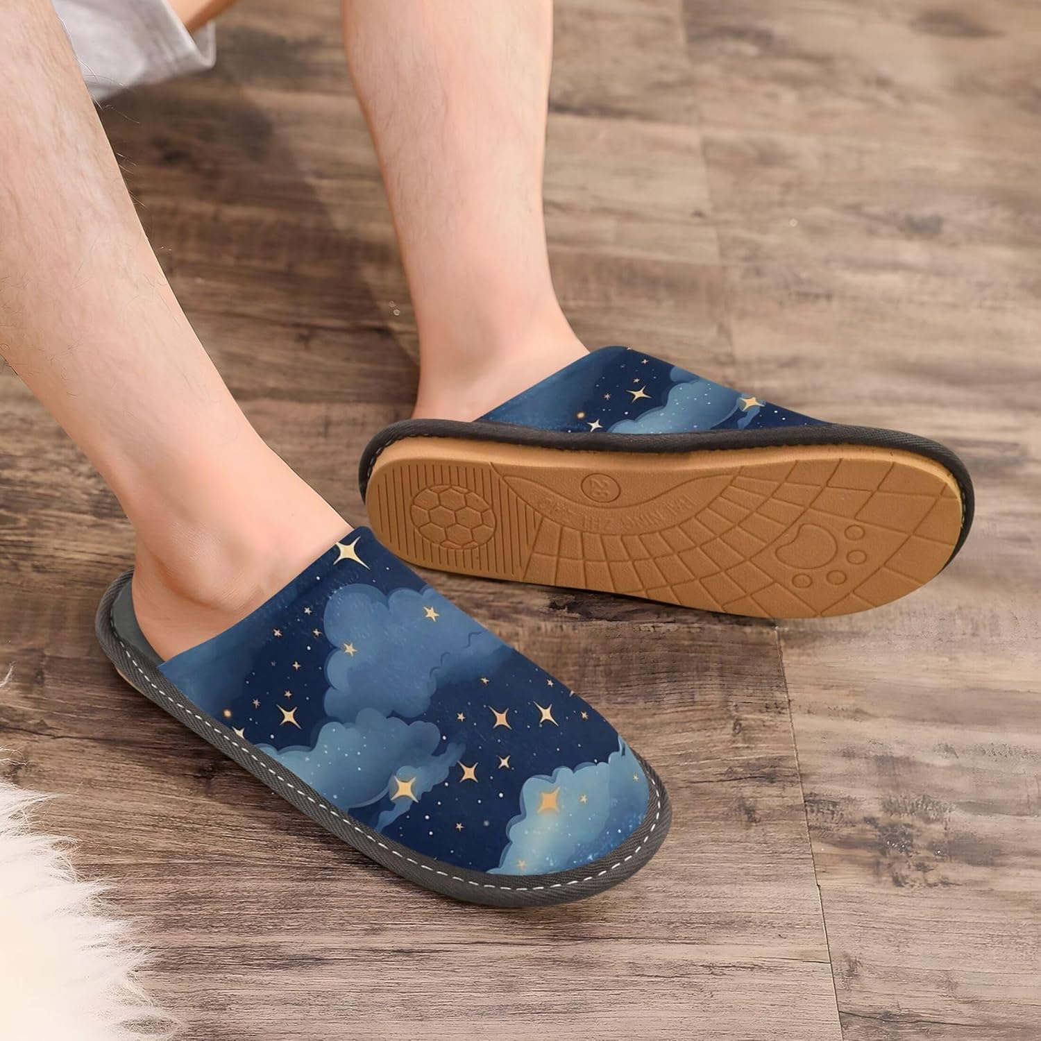 Nebula Star House Slippers – Cozy Fuzzy Slippers for Guests, Washable & Disposable, Perfect for Shoeless Home, Spa & Hotel Use A110925