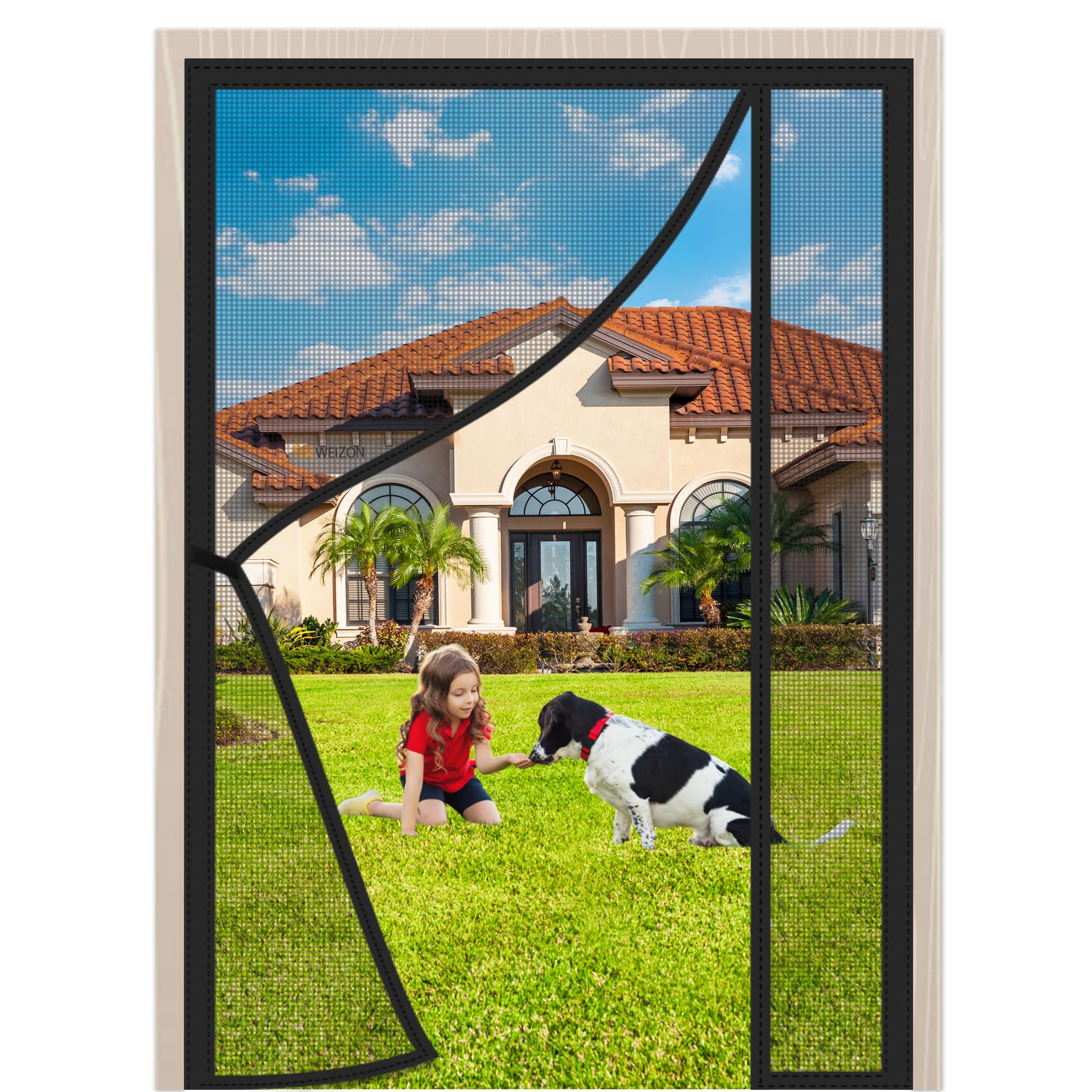 Weizon Black Magnetic Fly Screen Doors Mesh Fly Mosquito Curtain 300X200cm With Magnets Heavy Duty Mesh Curtain Screen Doors For Balcony Children's Room Door