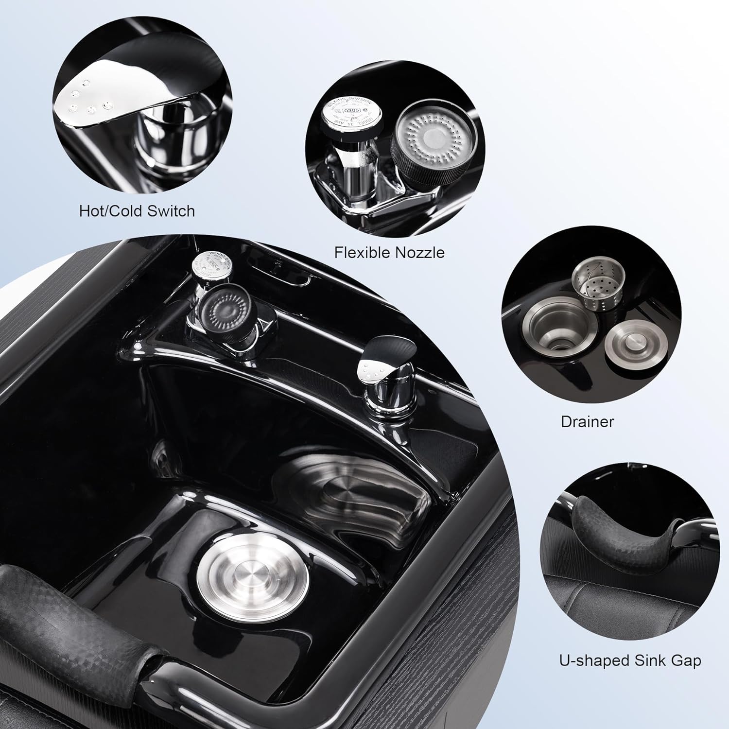 Black Particle Board and PVC Salon Shampoo Station