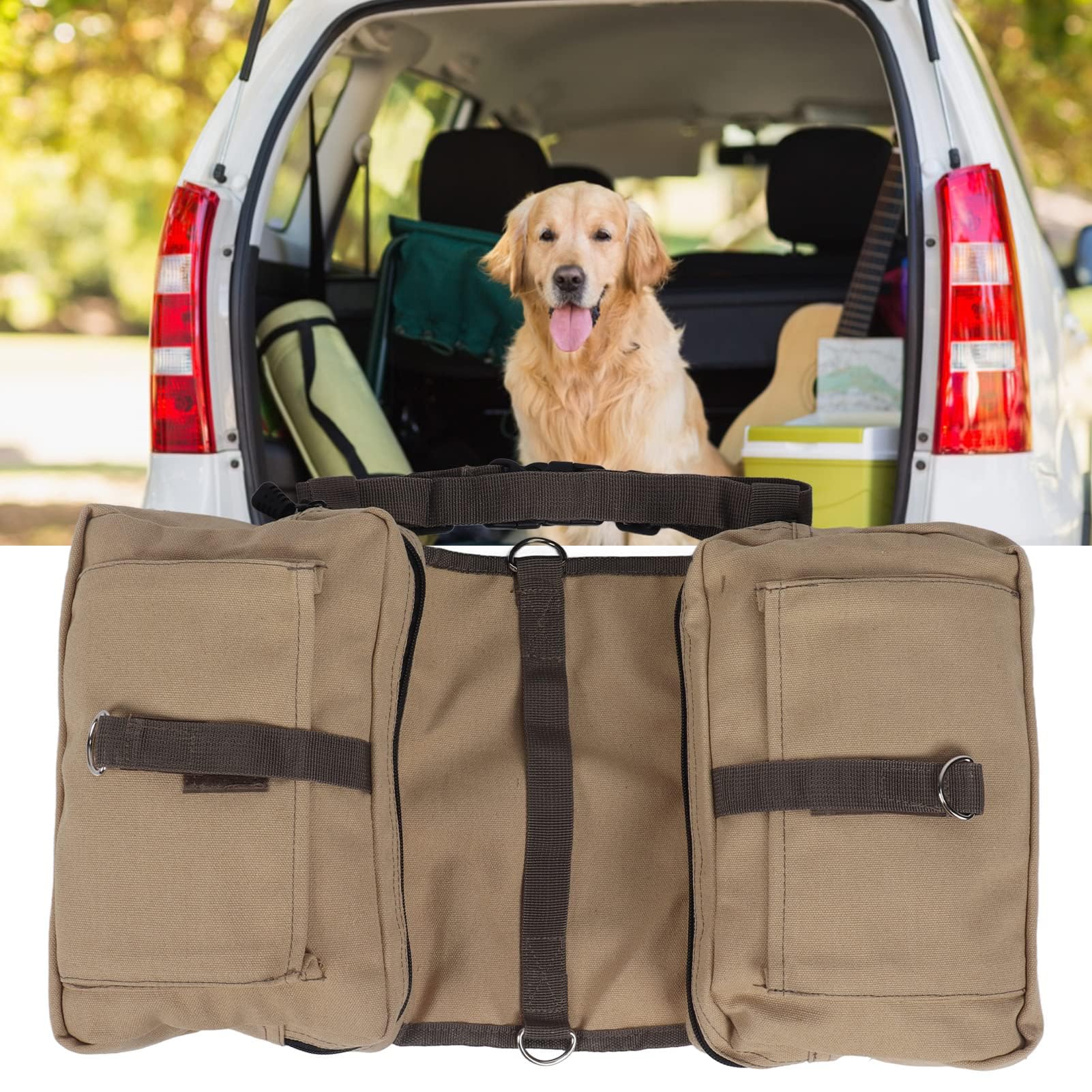 Cyrank Harnais de Sac à Dos pour Chien, Sacoche Légère pour Chien, Idéal pour les Randonnées en Plein Air, Taille Unique, Beige