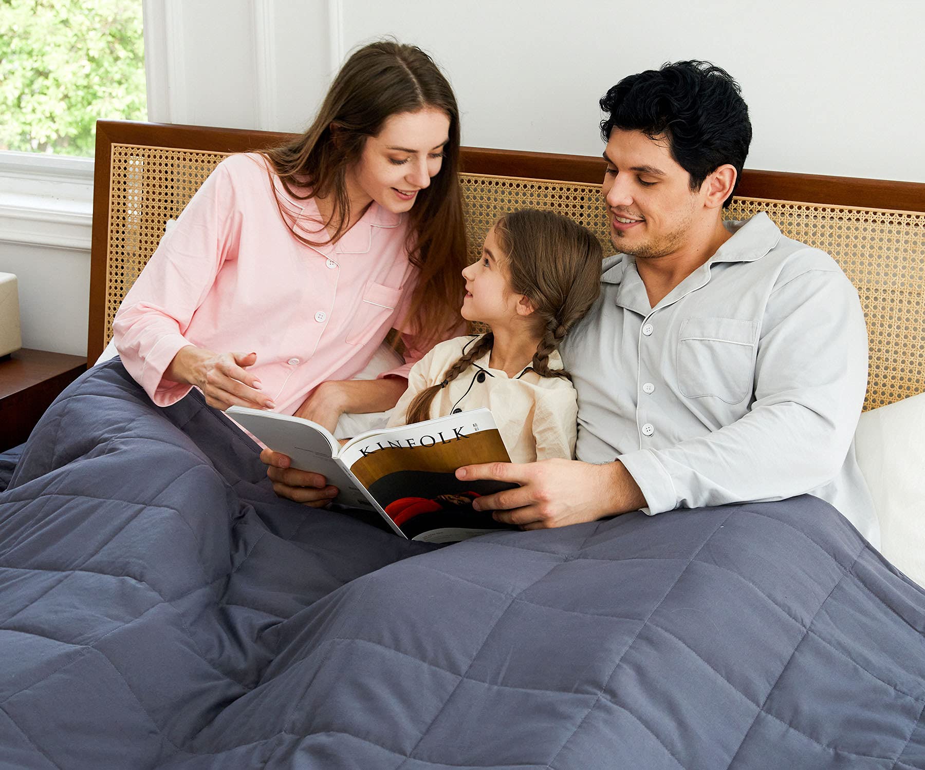 AN King Weighted Blanket (20 lbs, 88” x 104”) Perfect for Couples, King Size Heavy Blanket Breathable Cotton with Natural ...