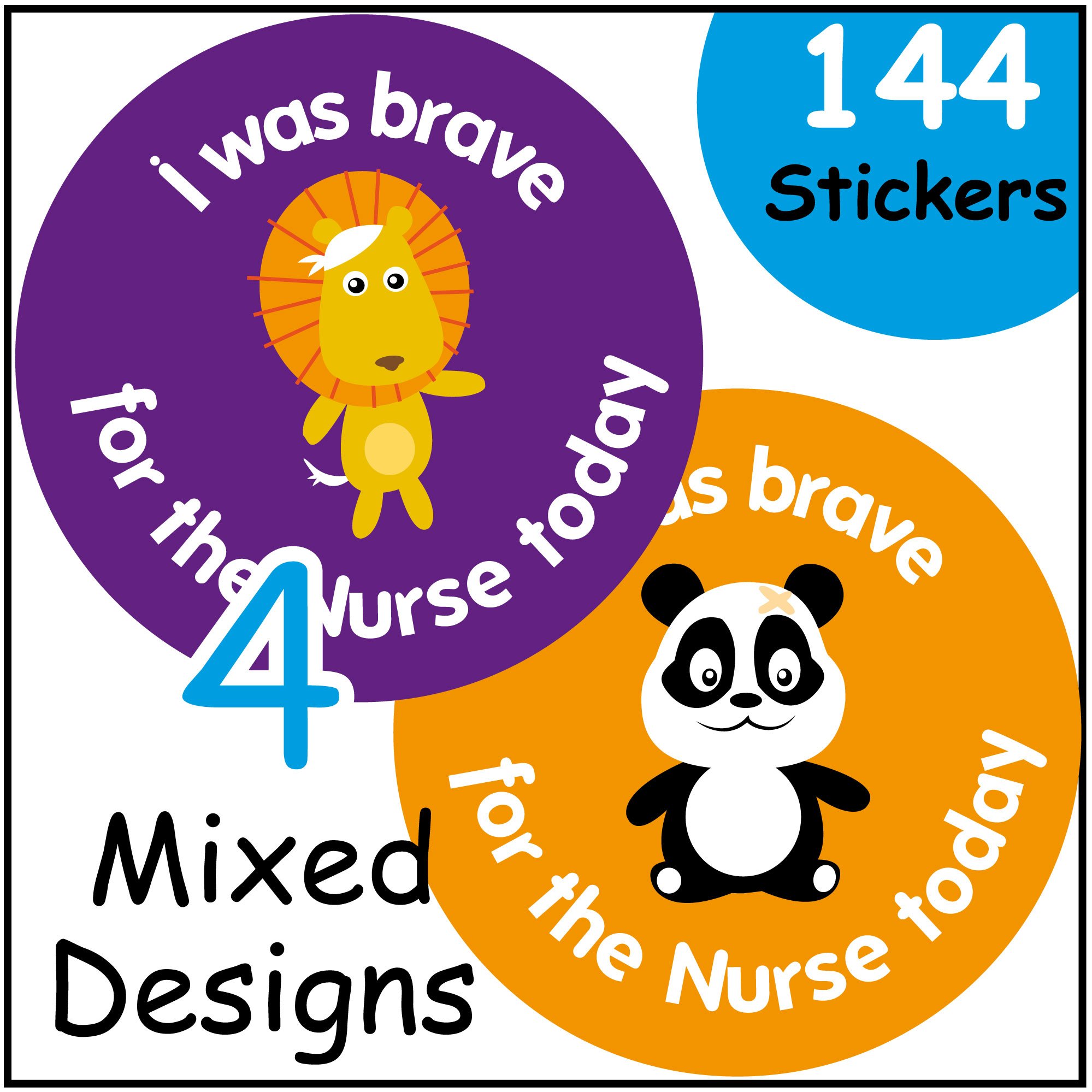 I Was Brave For The Nurse Reward Stickers - 144 Pack 30mm Children Bravery Stickers - Doctor Dentist Hospital - Printed in UK