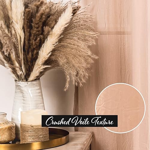 Miniatura 3 de Best Home Fashion Juego de 2 paneles de cortinas transparentes de gasa triturada tratamiento de ventana transparente con ojales de bronce antiguo