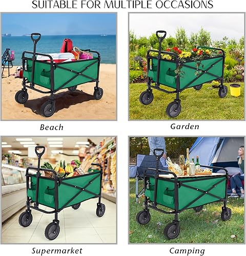 Miniatura 6 de ABCCANOPY Carro plegable plegable de la utilidad del carro al aire libre del jardín que acampa de compras, verde