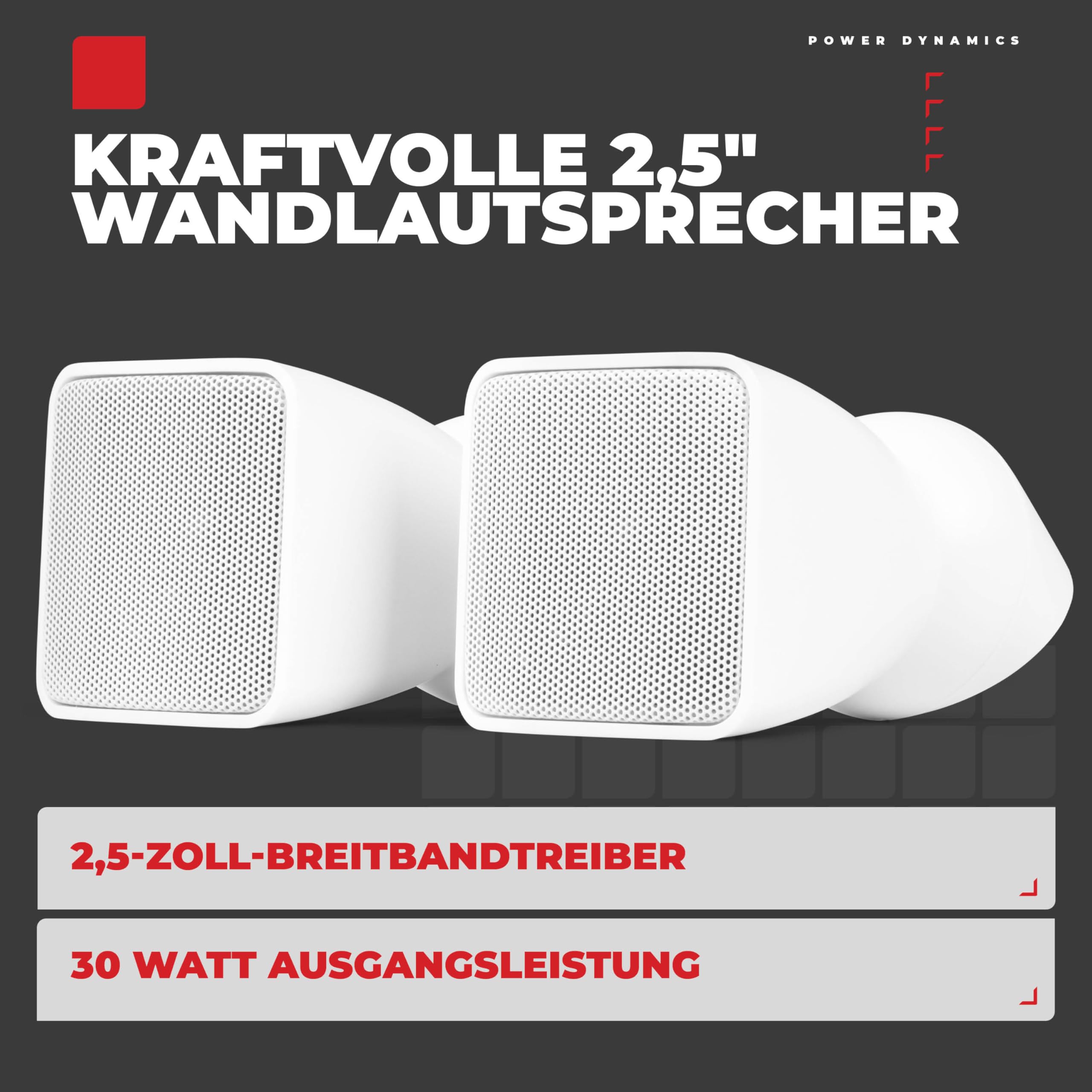 Power Dynamics BSX30W Wandlautsprecher Set Weiß - 2x Passive Lautsprecher 100V 8 Ohm 30 Watt