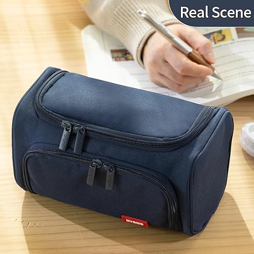 Vista 31 de HVOMO Estuche de gran capacidad para lápices, bolsa de almacenamiento de gran tamaño, estuche para rotuladores, estuche de viaje, bolsa de Verde