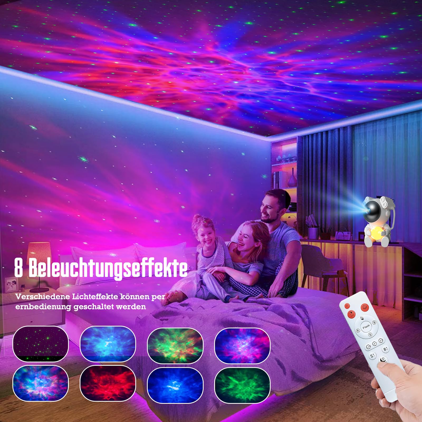 TOCVEOE Astronaut Sterrenhemel Projector LED Nachtlicht 360° Projector HD Nebula met Afstandsbediening Geschikt voor het Decoreren van Esthetiek Huisfeesten Slaapkamers [Energieklasse G