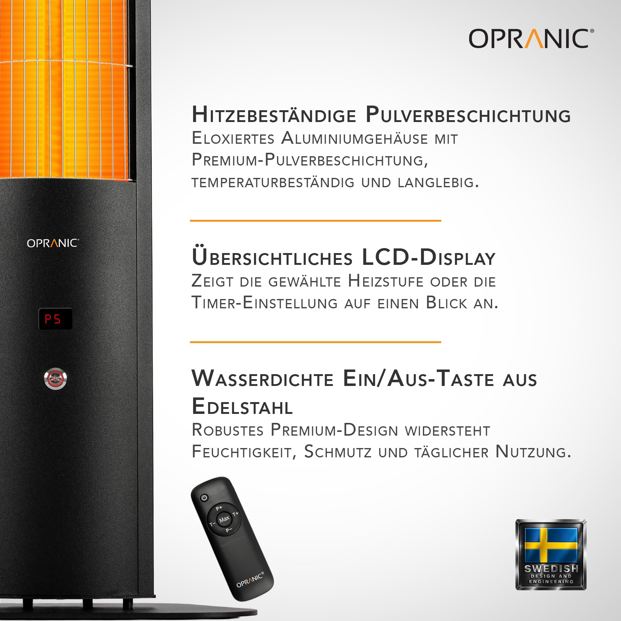 THOR S70 Infrarot Heizstrahler Terrasse mit Standfuß, 2300 W Standheizstrahler IP65, 5 Stufen, Timer & Fernbedienung, Terrassenheizer (Tiefschwarz mit Haube, 2300 Watt)