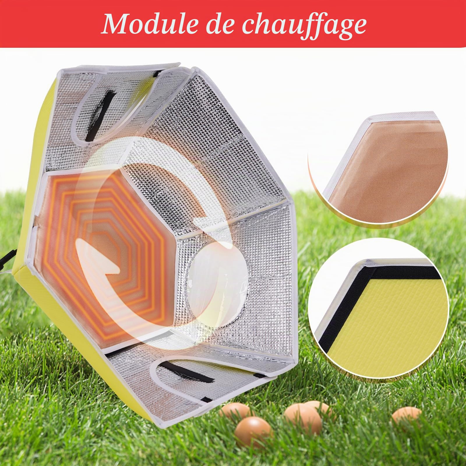 Poulailler Chauffage 80W Chaleur Poulets 80℃ Éleveur de Poussins Tente de Chauffage Pliable pour Poulailler Incubateur Automatique pour Poulets Volailles Tente de Chauffage Pliable pour