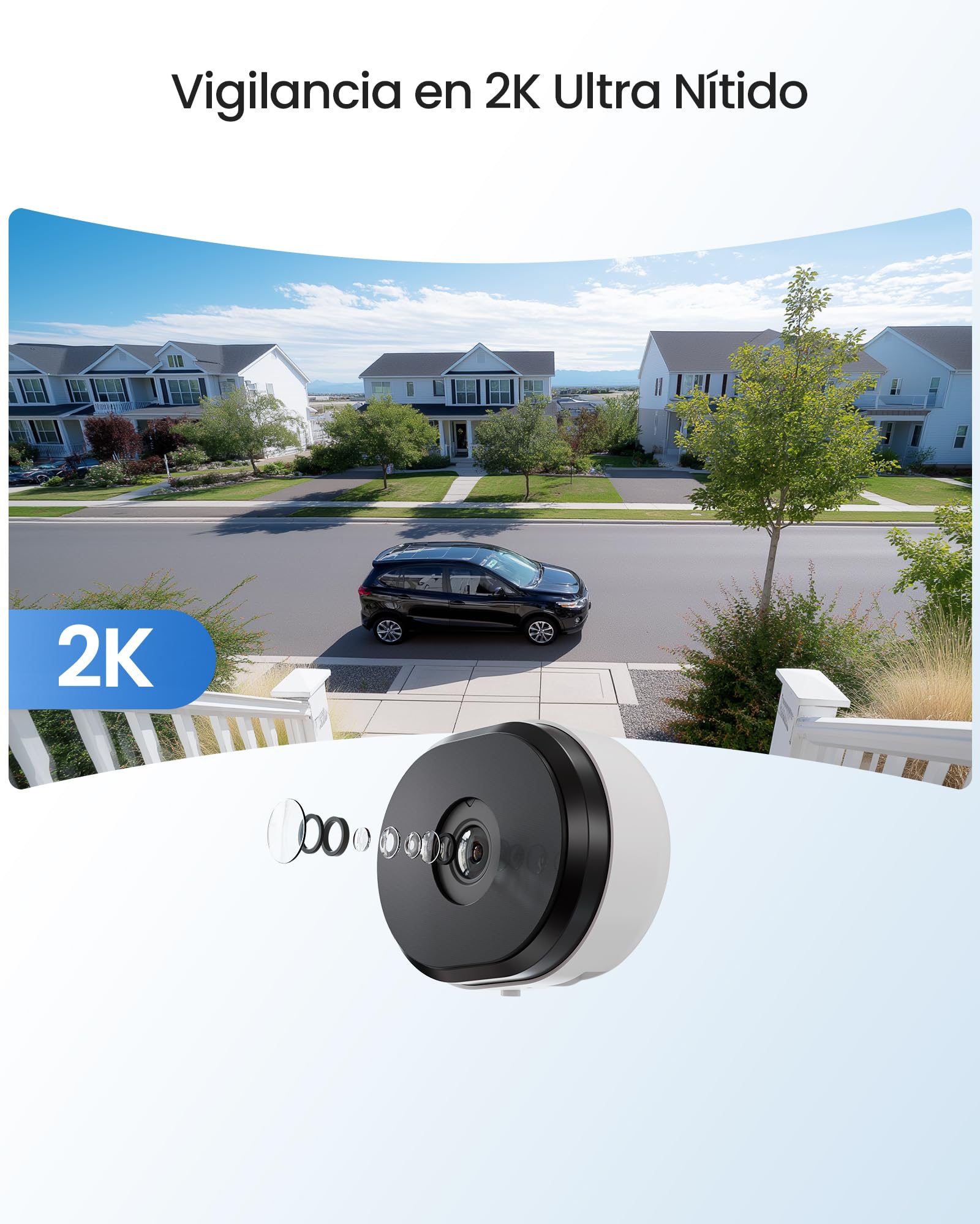 ZOSI Pack de 2 Cámara Vigilancia WiFi Interior 3MP Cámara Ventana para Seguridad Exterior, Detección de Persona/Vehículo, Visión Nocturna Color, 2.4/5GHz WiFi, Grabación 24/7, 2K C680