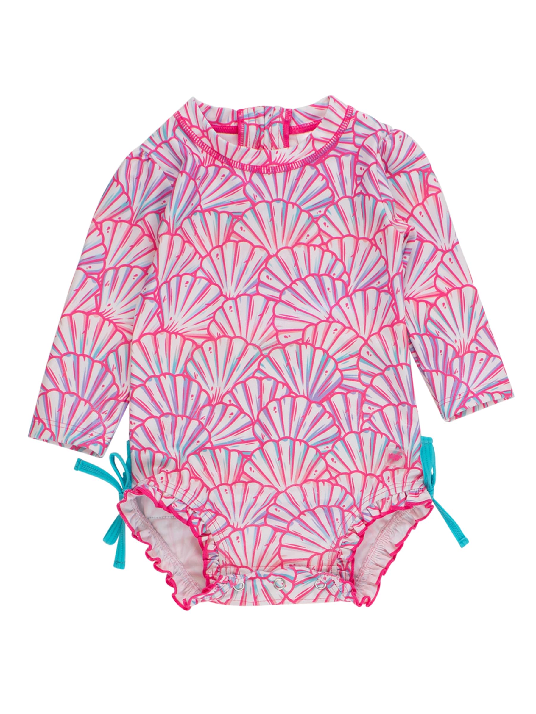 RuffleButts Baby Girls Novelty Baby One Piece - Rash Guard Swimsuit UPF 50+