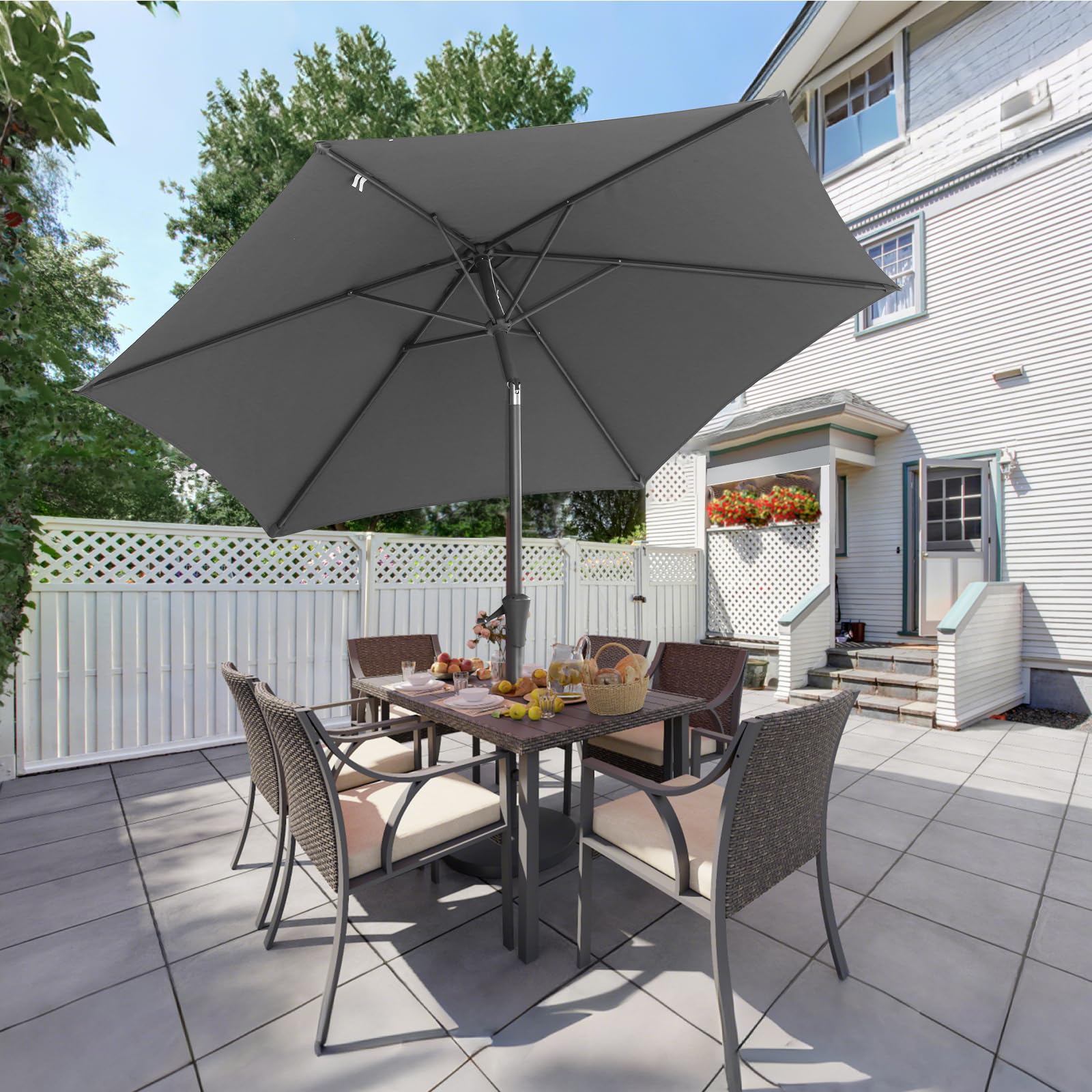 Sekey Parasol avec protection UV50+, imperméable, avec manivelle – Idéal pour le jardin, le balcon et la terrasse