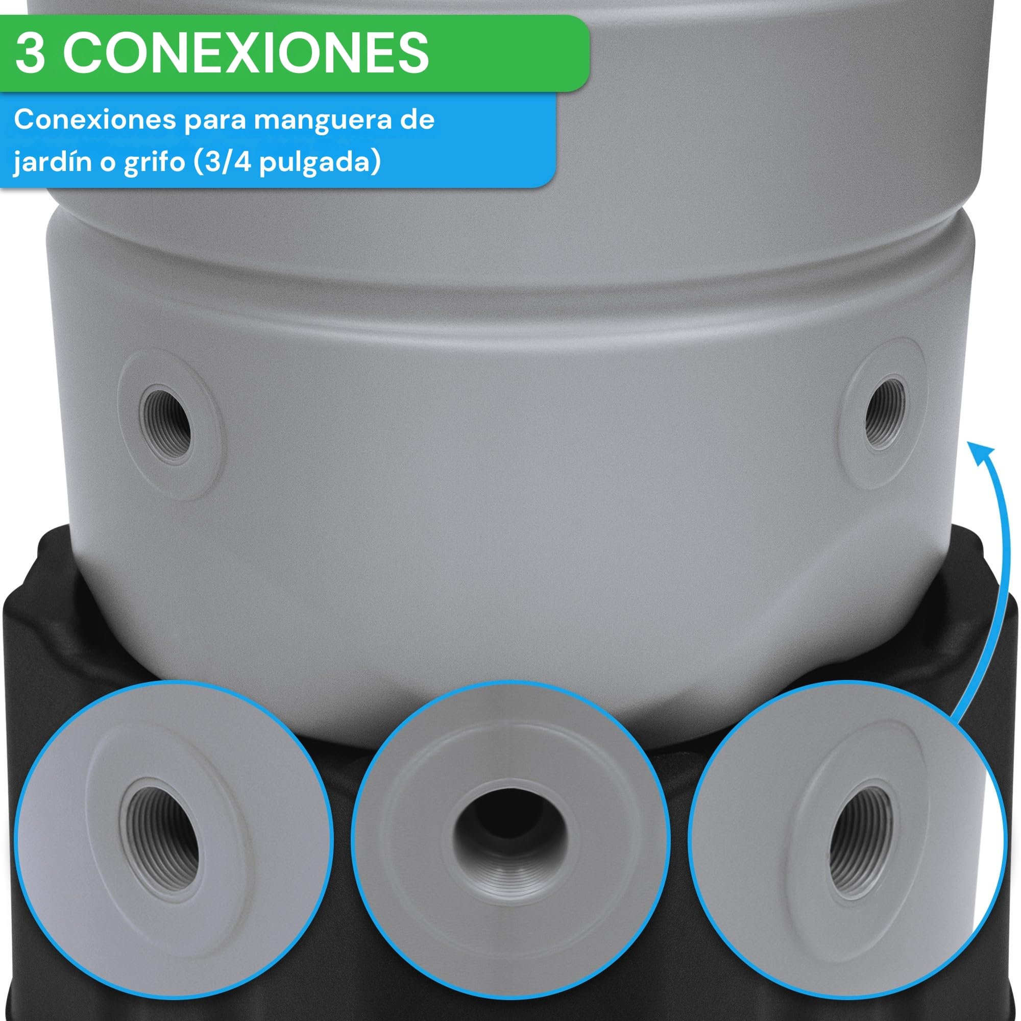 YourCasa CircleTower - Barril de lluvia (110 L, con pie, tapa y grifo, plástico a prueba de heladas, depósito de agua de lluvia, para jardín, colector de lluvia, color gris)