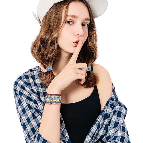 Miniatura 7 de 20 ligas para el cabello para mujer, estilo bohemio, sin daños, para cabello grueso y fino, accesorios para niñas (estilo C, 10 colores)