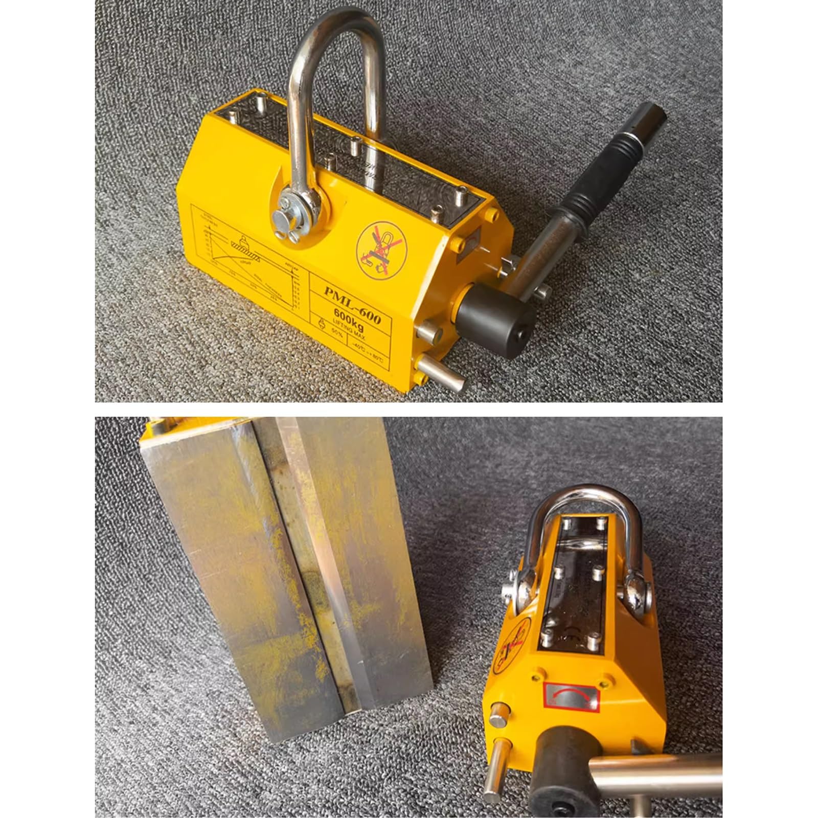 Magnete di Sollevamento for impieghi gravosi con Rilascio, Forza di trazione di 0,1-3 tonnellate, for Il Sollevamento di Acciaio, Barra Rotonda, Fattore di Sicurezza 3,0(3300lb/1.5 TON)