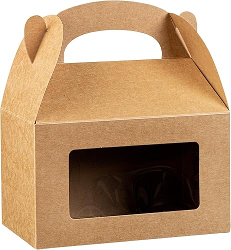 Miniatura 5 de Restaurantware Bio Tek - Cajas a dos aguas de 6 x 3.5 x 3.5 pulgadas para recuerdos de fiesta, 100 cajas de granero duraderas  Ventana de PET