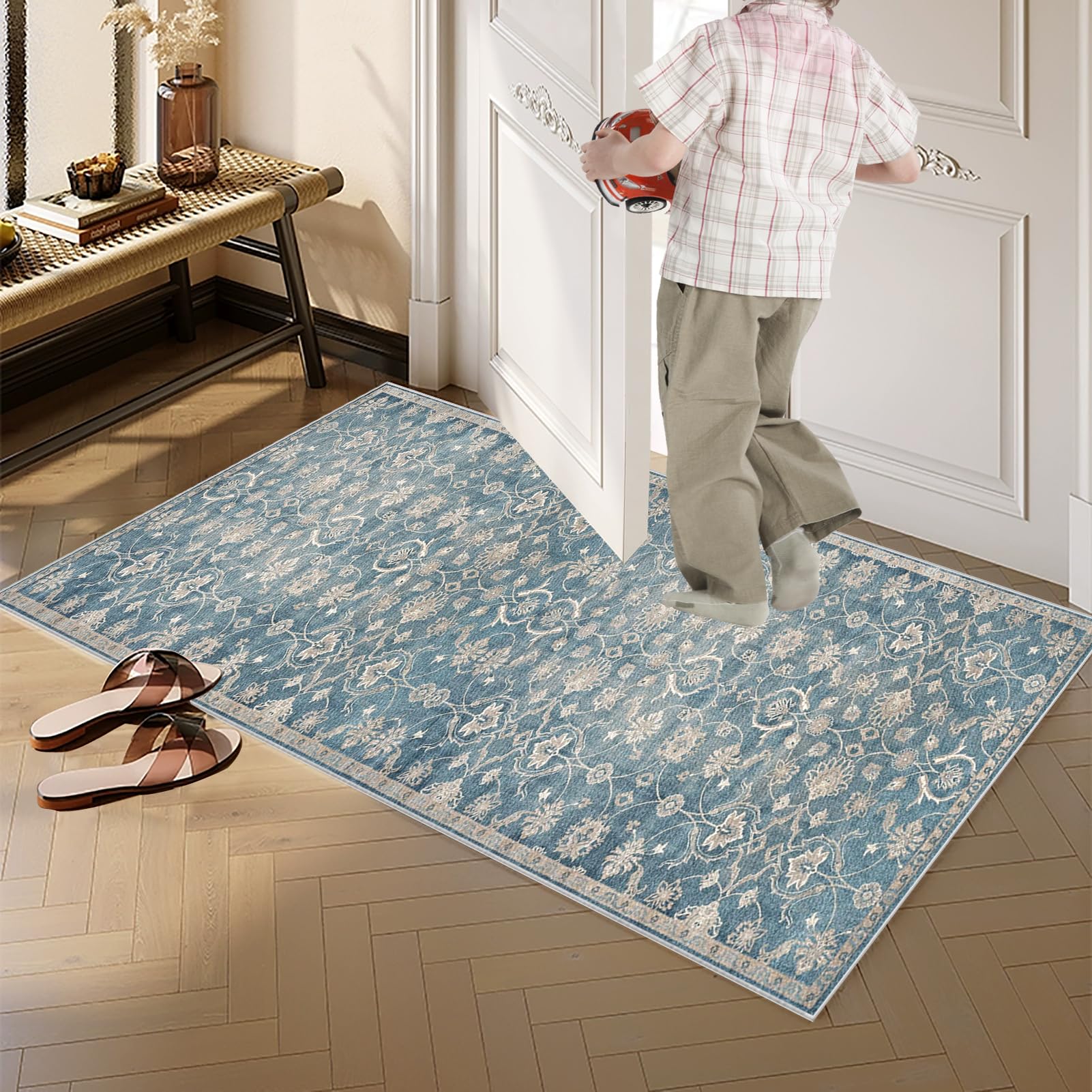 Fcenghox Tapis De Couloir Long 40x70cm - Tapis Cuisine Antidérapant Lavable Moderne Devant Évier