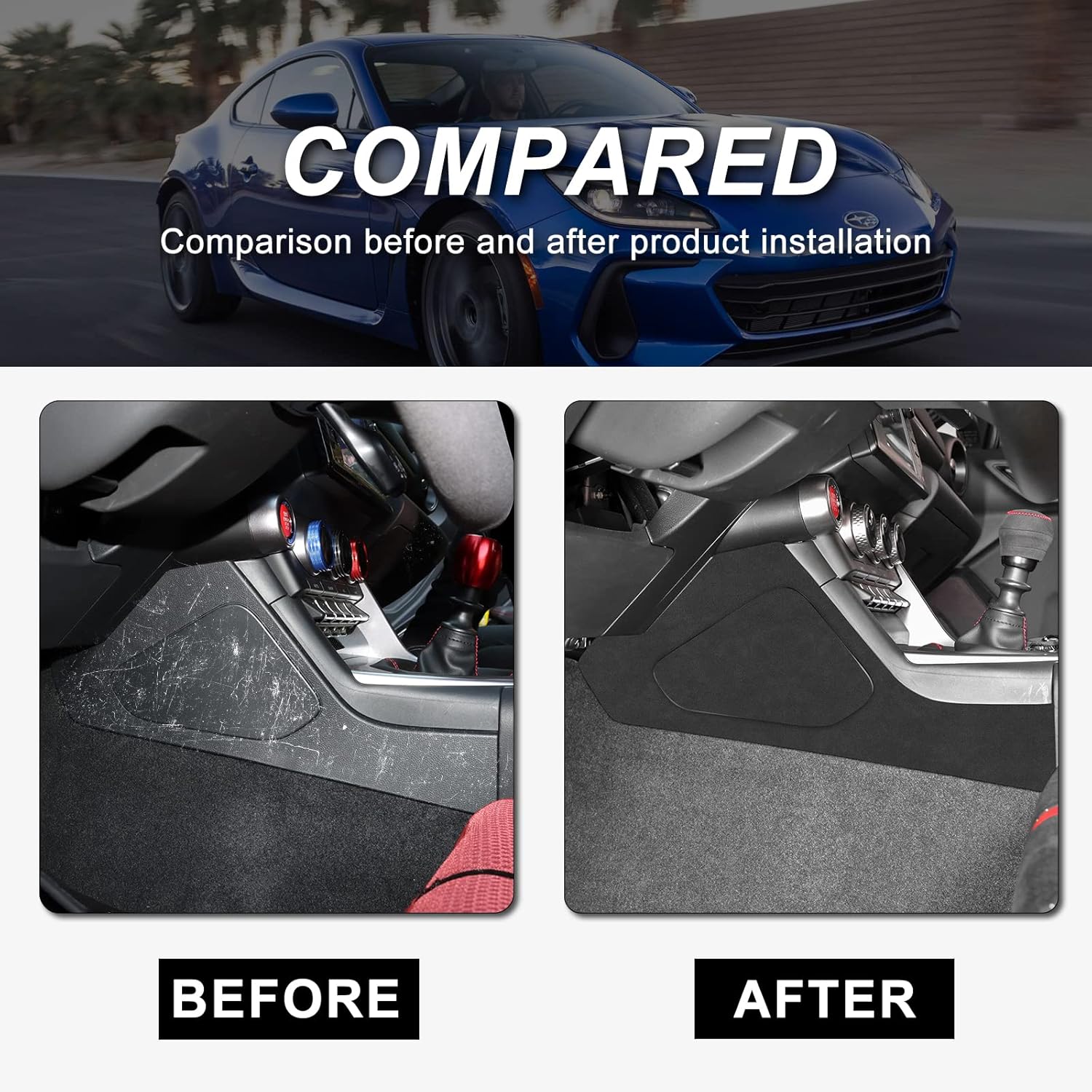 KUNGKIC for Toyota GR86 Subaru BRZ 2021 2022 2023 2024 2025 Center Console Side Panel Cover 9002 Color Italian Suede Sticker Protector Interior Accessories