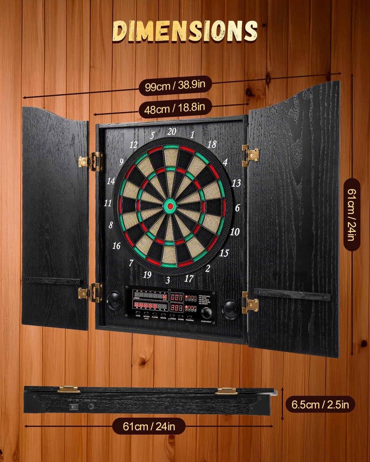Tableau de Fléchettes Électronique avec Meuble, 12 Flèches Soft-Tip, Mode Cricket