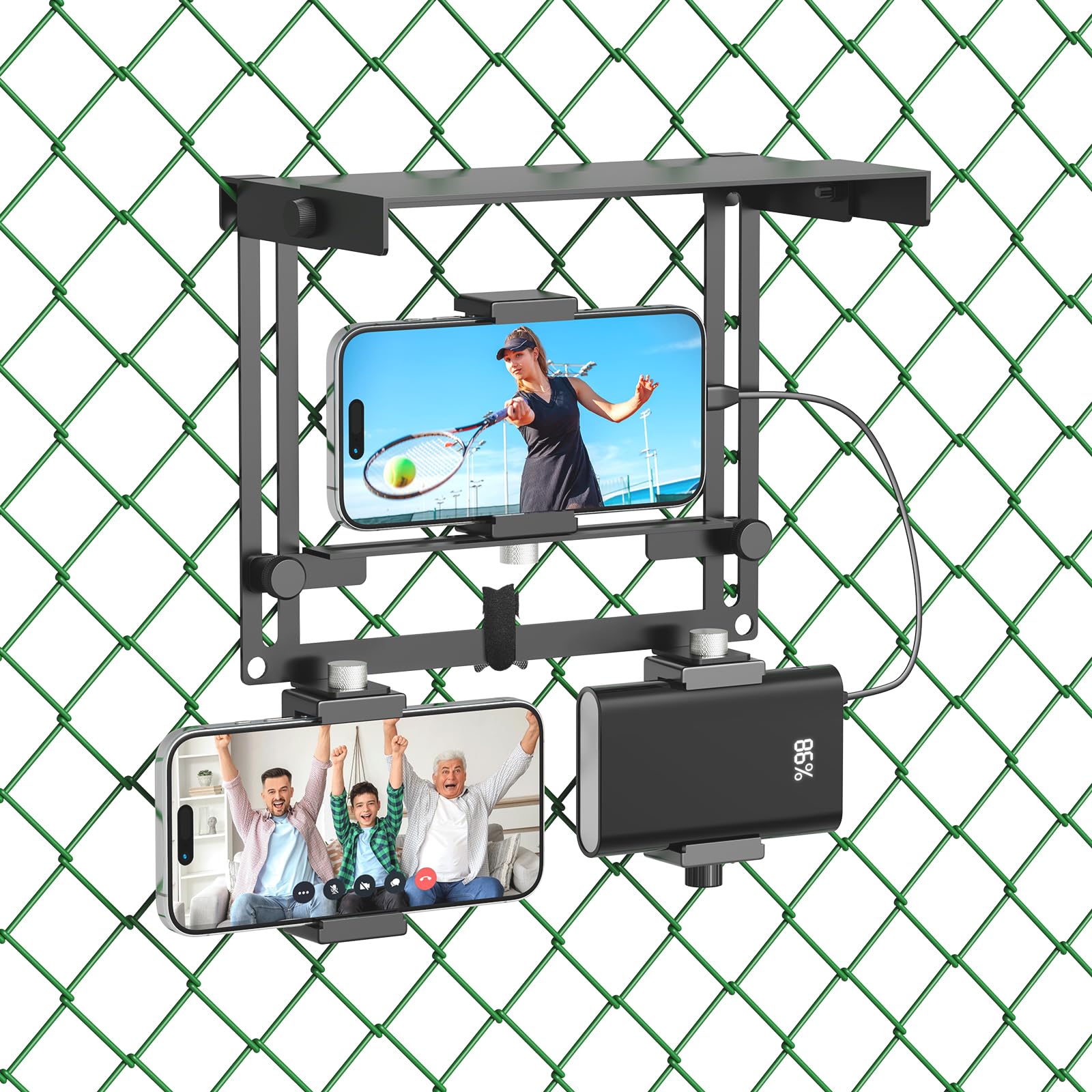 Phone Fence Mount With Shade And Power Bank Clip, Game