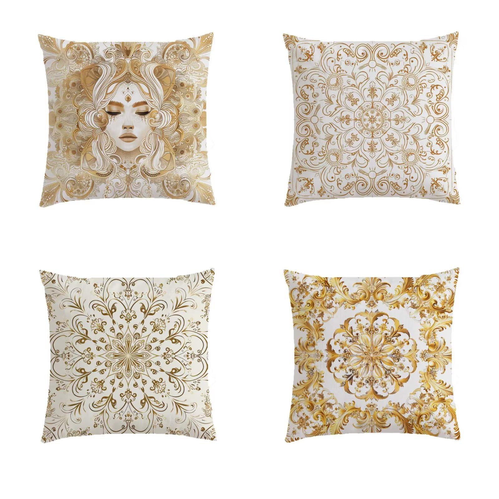 Imprimé double face couleur d'or pour cette housse coussin exterieur 60x60