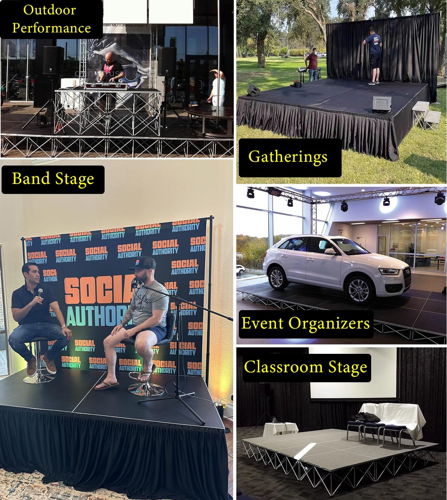 Palco Modulare Pedana per Palco Portatile per Eventi Musicali, Pedana Modulare per Palco per Coro, Pedana Pieghevole per Palchi per Spettacoli di Batteria Nuziale(80cm(32"),4x 4' (122x122cm))
