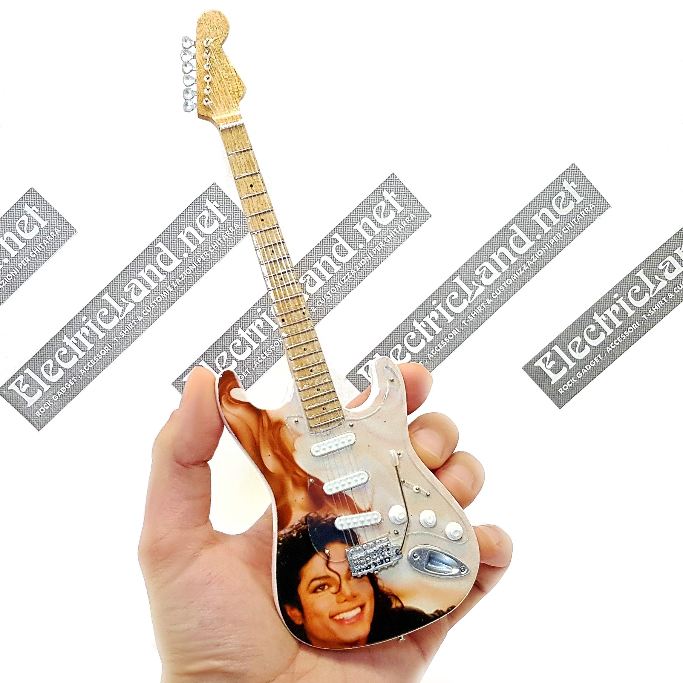 Michael Jackson King of Pop BAD Miniaturmodell mit Miniatur-Gitarre und Sammlerstück, Miniatur, Musik-Accessoire, Rock