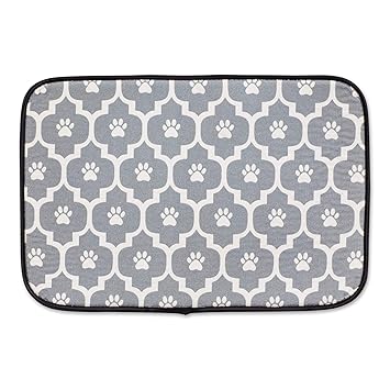 Bone Dry Machine Washable, Ultra Absorbent Pet Mat, 12x18, Gray/Off-White Lattice