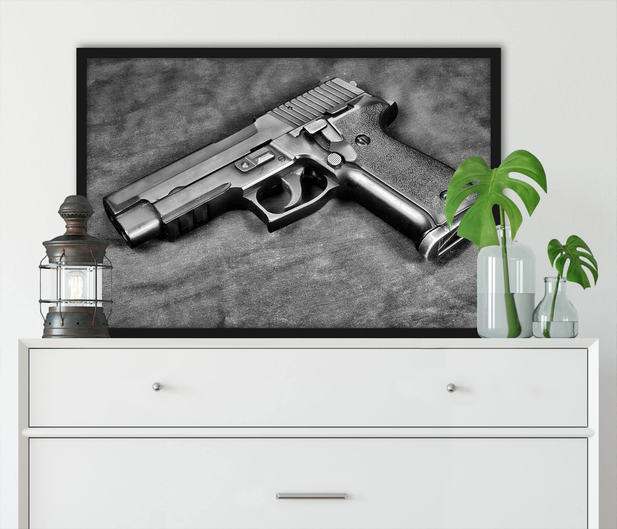 Armes à pistolets, poster dans un cadre photo, format 80 x 60 cm, impression d'art encadrée
