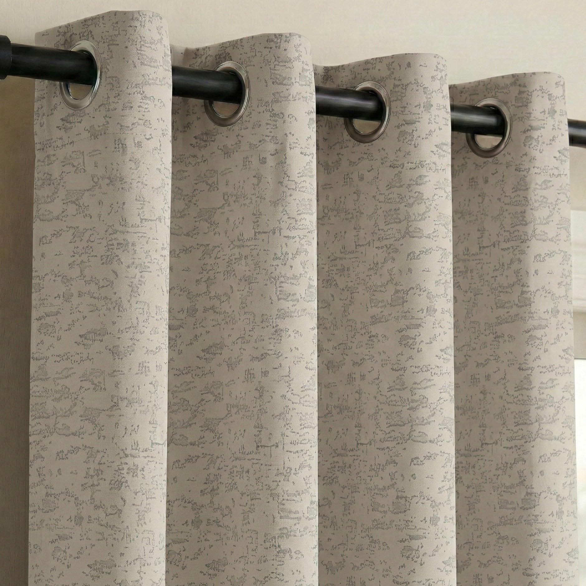 Textured 80% Blackout Polyester Long Door Curtain - 300 GSM Fabric - 8 Feet Long, Pack of 1, Off White-image-39