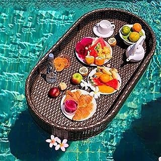 Floating Tray Floating Tray, Rattan Breakfast Floating Tray, Luxury Breakfast Villa Pool Tray for Party Food Catering