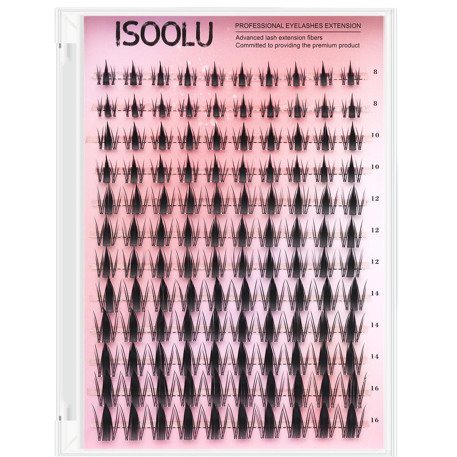 ISOOLU Fairy Lash Clusters Kit de 8-14 mm, pestañas individuales manga rizadas C, racimos de pestañas Wispy Kit de extensión de pestañas de extensión de pestañas con unión de pestañas y sello de