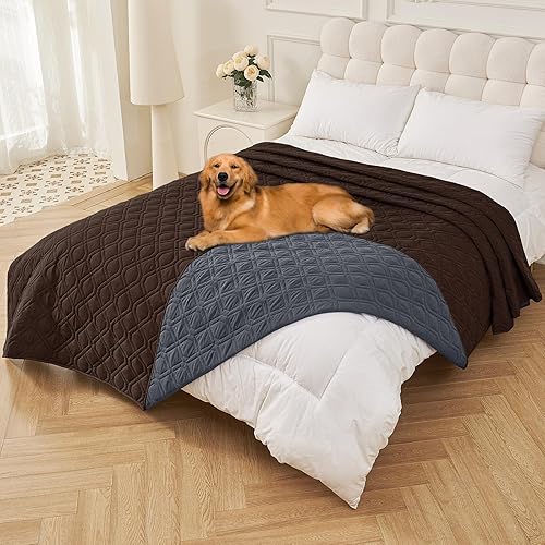Miniatura 40 de Smiry Funda impermeable para cama de mascota, suave y lavable, para cama, sofá, reversible, perros pequeños, medianos, grandes, gatos, diseño