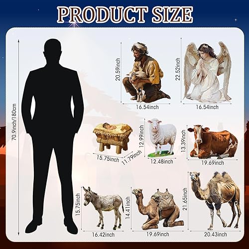 Miniatura 5 de Juego de 14 belenes de Navidad al aire libre, resistentes a la intemperie, para pesebre al aire libre, escena de pesebre al aire libre, regalos de